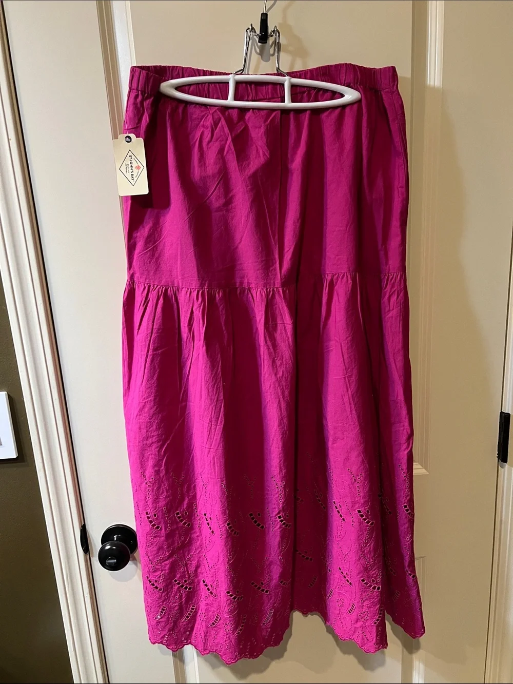 St. John's Bay Hot Pink Tiered Eyelet Maxi Skirt